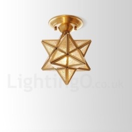 Puur messing rustieke lodge Scandinavische stijl plafondlamp met glazen kap