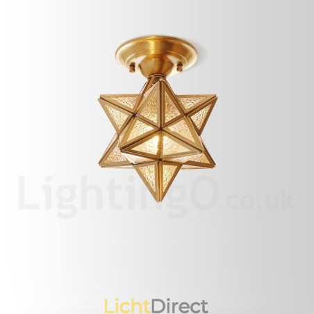 Puur messing rustieke lodge Scandinavische stijl plafondlamp met glazen kap Puur messing rustieke lodge Scandinavische stijl plafondlamp met glazen kap