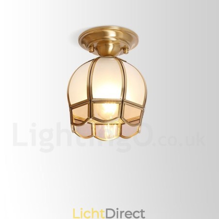Puur messing rustieke lodge Scandinavische stijl plafondlamp met glazen kap Puur messing rustieke lodge Scandinavische stijl plafondlamp met glazen kap