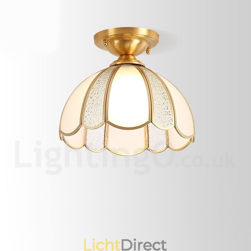 Puur messing rustieke lodge Scandinavische stijl plafondlamp met glazen kap