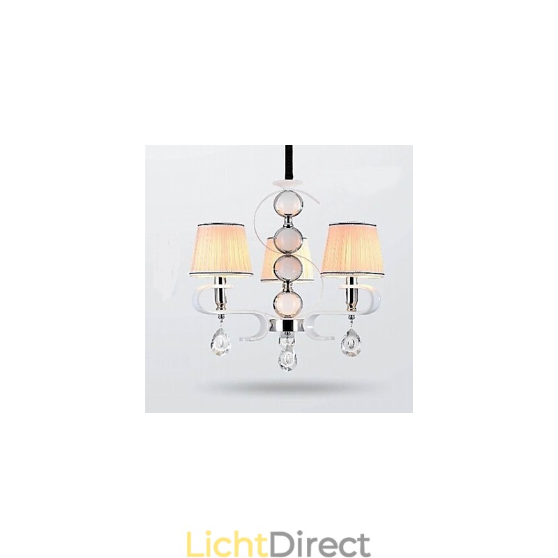 Stoffen kroonluchter 3-lichts hoge kwaliteit lamp witte jade zilveren ring