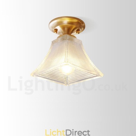 Puur messing rustieke lodge Scandinavische stijl plafondlamp met glazen kap Puur messing rustieke lodge Scandinavische stijl plafondlamp met glazen kap