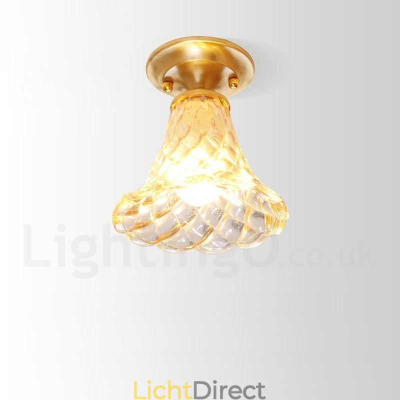 Puur messing rustieke lodge Scandinavische stijl plafondlamp met glazen kap