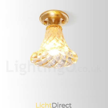 Puur messing rustieke lodge Scandinavische stijl plafondlamp met glazen kap Puur messing rustieke lodge Scandinavische stijl plafondlamp met glazen kap