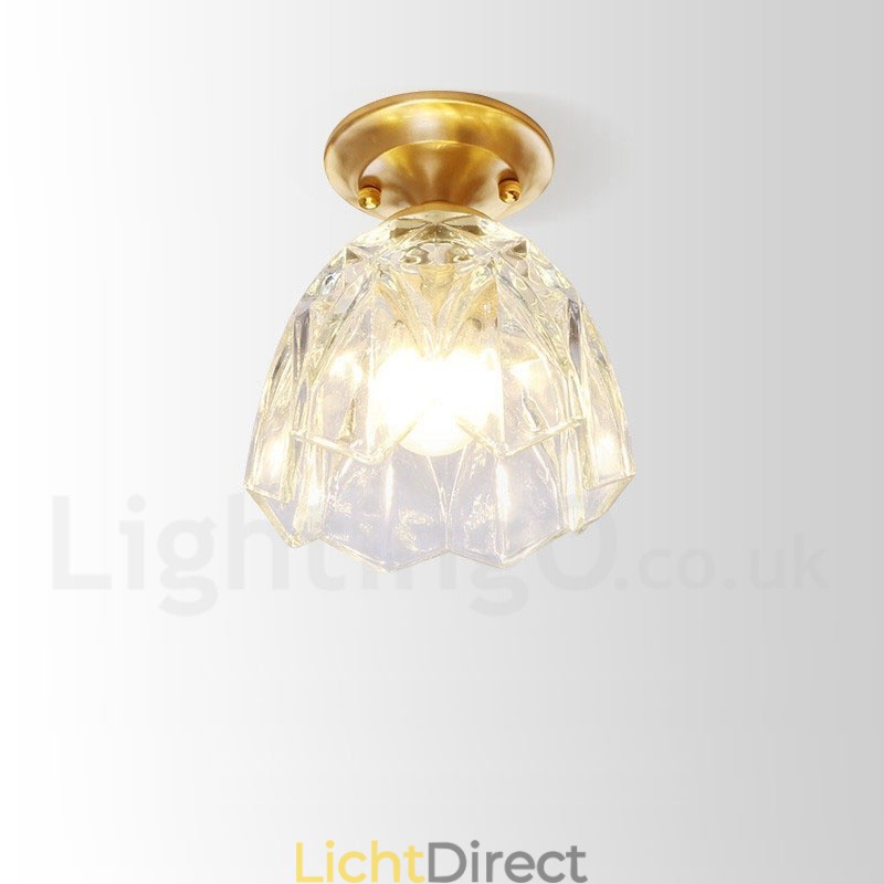 Puur messing rustieke lodge Scandinavische stijl plafondlamp met glazen kap