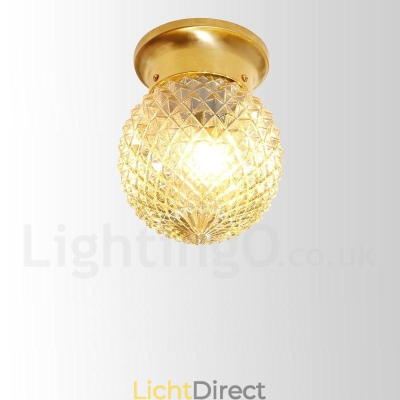 Puur messing rustieke lodge Scandinavische stijl plafondlamp met glazen kap