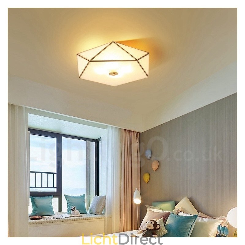 Puur messing rustieke lodge Scandinavische stijl plafondlamp met glazen kap