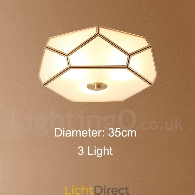 Puur messing rustieke lodge Scandinavische stijl plafondlamp met glazen kap