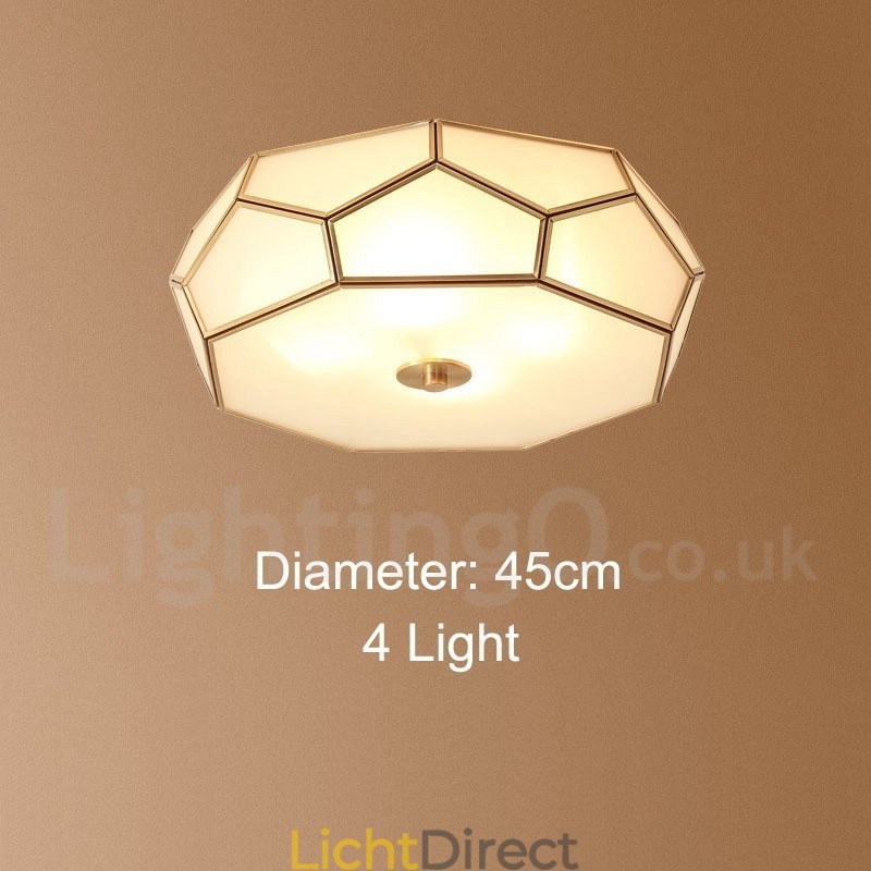 Puur messing rustieke lodge Scandinavische stijl plafondlamp met glazen kap