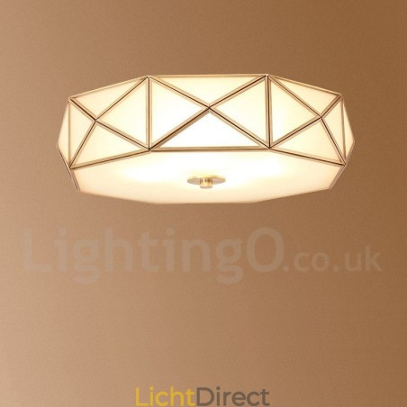 Puur messing rustieke lodge Scandinavische stijl plafondlamp met glazen kap Puur messing rustieke lodge Scandinavische stijl plafondlamp met glazen kap