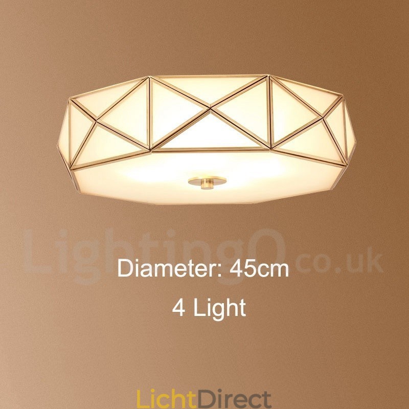 Puur messing rustieke lodge Scandinavische stijl plafondlamp met glazen kap