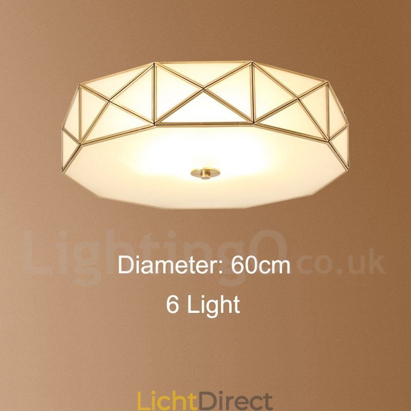Puur messing rustieke lodge Scandinavische stijl plafondlamp met glazen kap