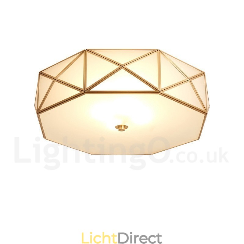 Puur messing rustieke lodge Scandinavische stijl plafondlamp met glazen kap