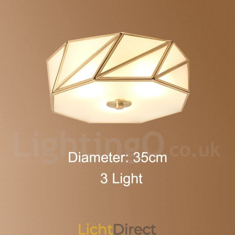 Puur messing rustieke lodge Scandinavische stijl plafondlamp met glazen kap