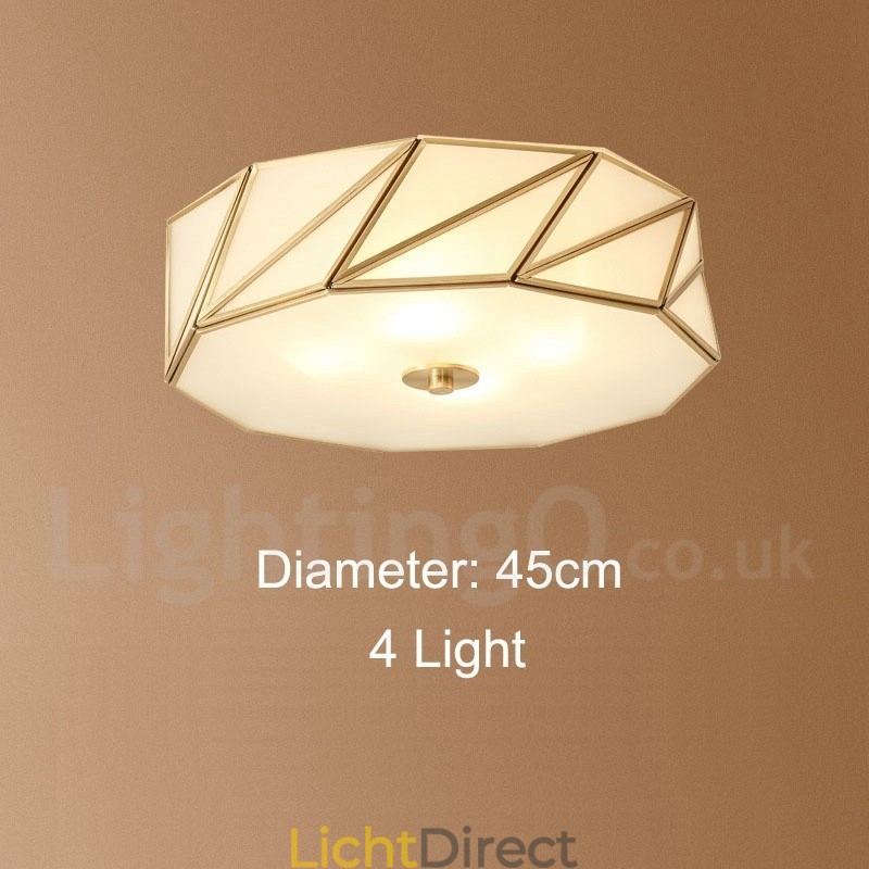 Puur messing rustieke lodge Scandinavische stijl plafondlamp met glazen kap