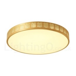 Ronde, moderne, eigentijdse, Scandinavische stijl plafondlamp van puur messing met acryl kap