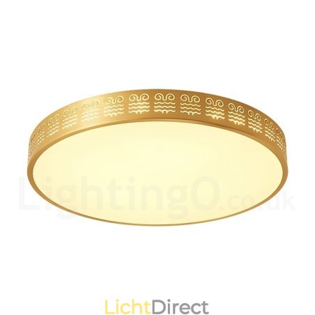 Ronde, moderne, eigentijdse, Scandinavische stijl plafondlamp van puur messing met acryl kap Ronde, moderne, eigentijdse, Scandinavische stijl plafondlamp van puur messing met acryl kap