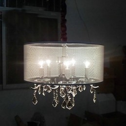 Moderne kristallen hanglamp met 5 lampen en semi-transparante kap