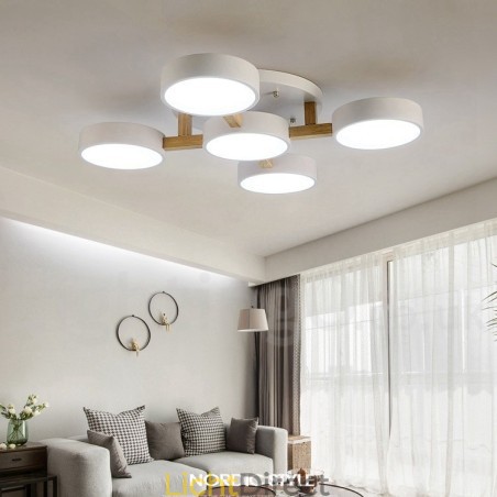 Houten kroonluchter moderne eigentijdse Scandinavische stijl plafondlamp met acryl kap Houten kroonluchter moderne eigentijdse Scandinavische stijl plafondlamp met acryl kap