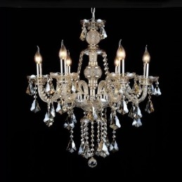 6 lampen retro cognac kleur K9 kristal moderne kroonluchter