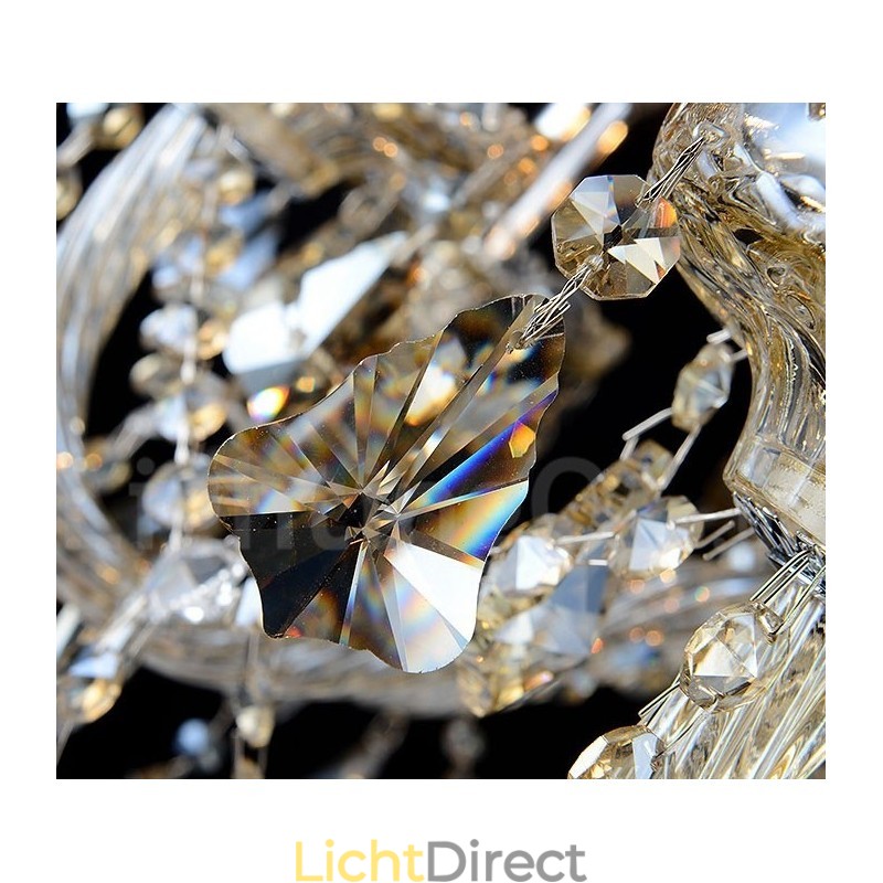 6 lampen retro cognac kleur K9 kristal moderne kroonluchter