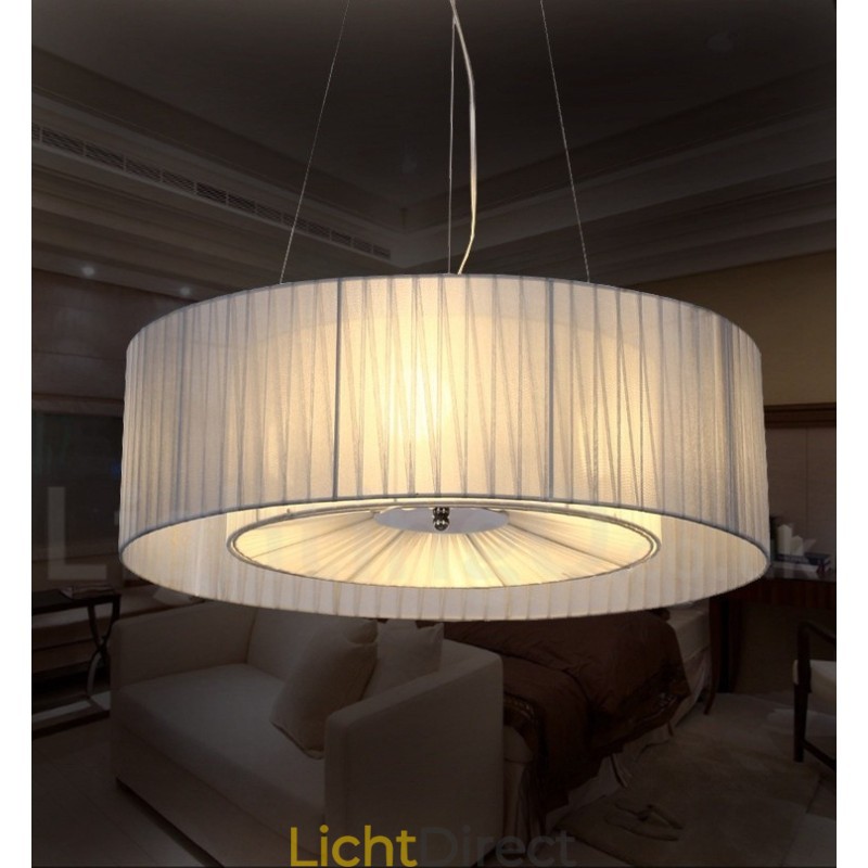 Drum 4-lichts hanglamp met stoffen kap