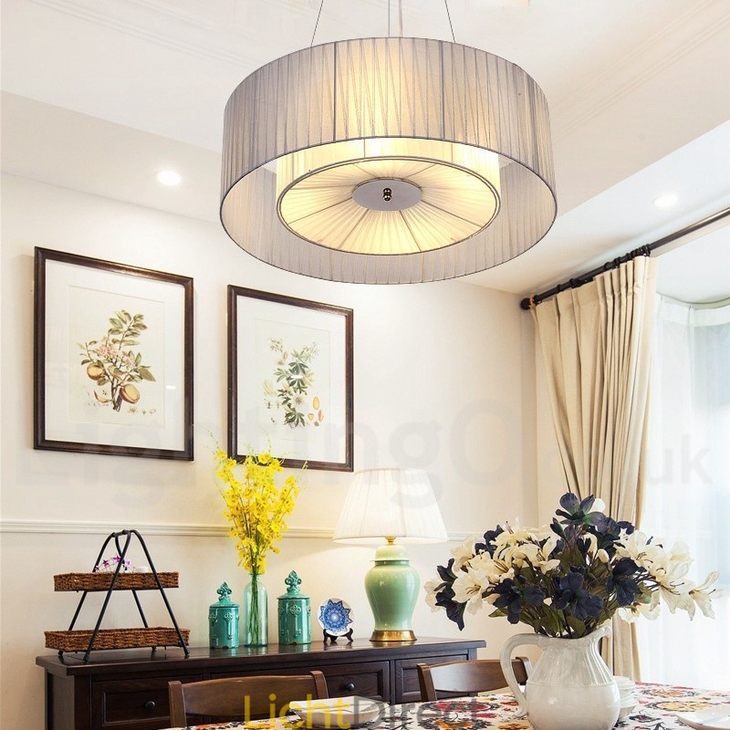 Drum 4-lichts hanglamp met stoffen kap