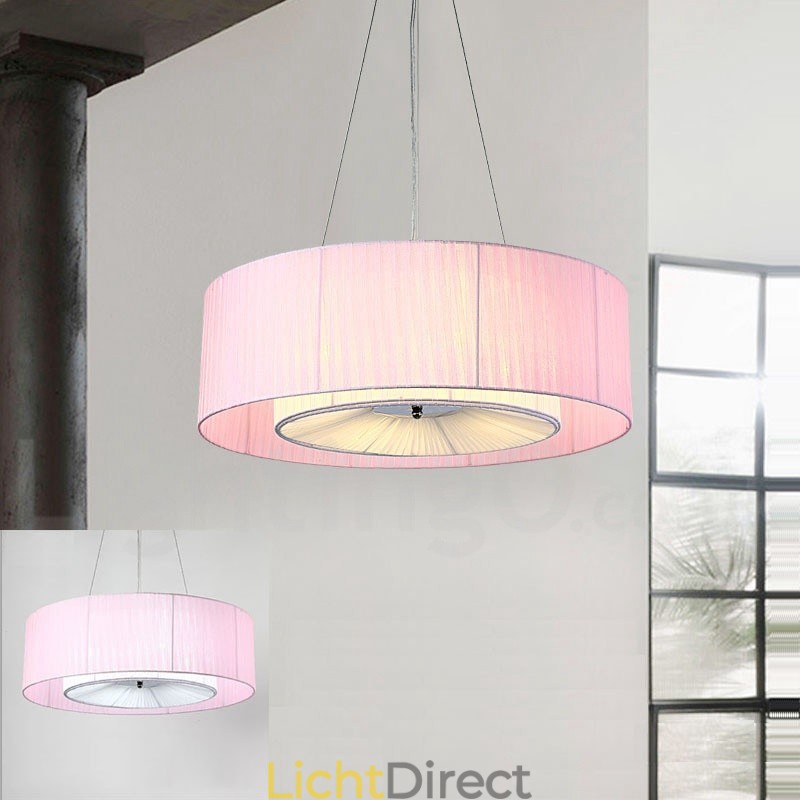 Drum 4-lichts hanglamp met stoffen kap