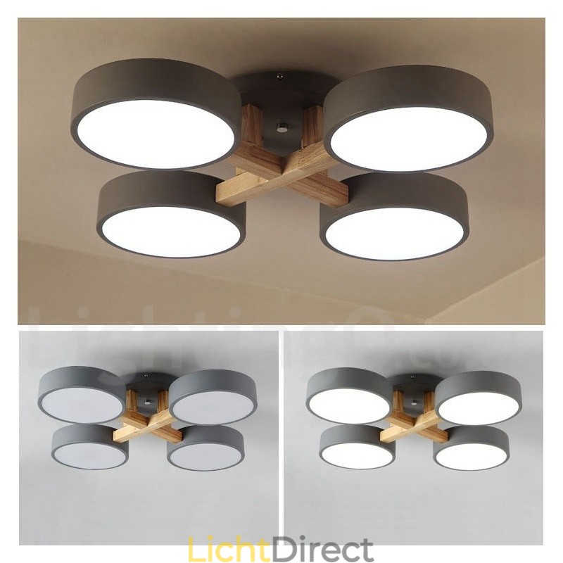 Houten kroonluchter moderne eigentijdse Scandinavische stijl plafondlamp met acryl kap