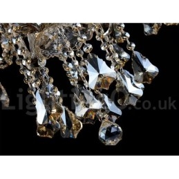 6 lampen retro cognac kleur K9 kristal moderne kroonluchter