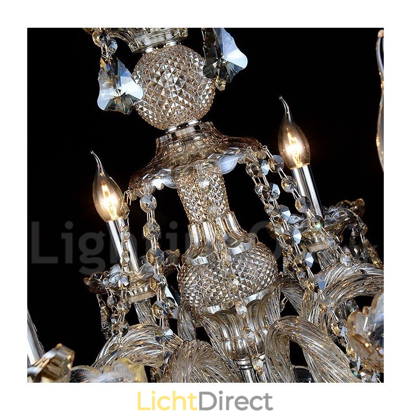 12 lampen retro cognac kleur K9 kristal moderne kroonluchter
