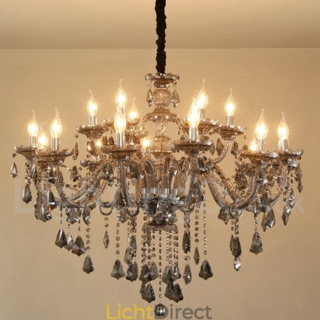 18 lampen retro grijze kleur K9 kristal kaars grote kroonluchter 18 lampen retro grijze kleur K9 kristal kaars grote kroonluchter
