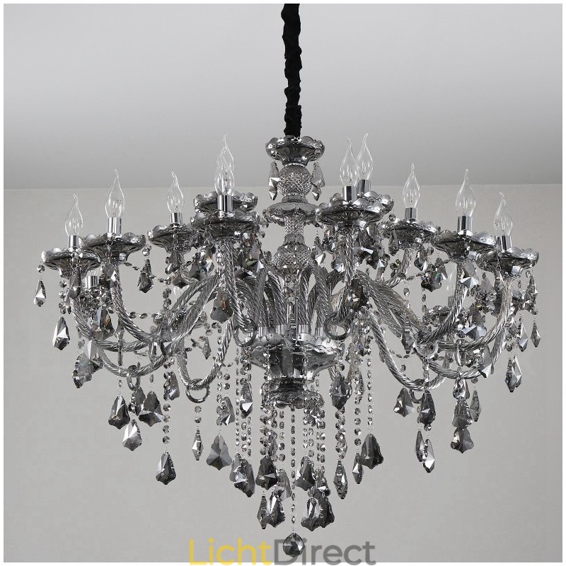 18 lampen retro grijze kleur K9 kristal kaars grote kroonluchter