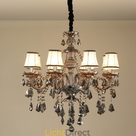 8 lampen retro grijze kleur K9 kristal kaars kroonluchter