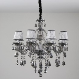 8 lampen retro grijze kleur K9 kristal kaars kroonluchter