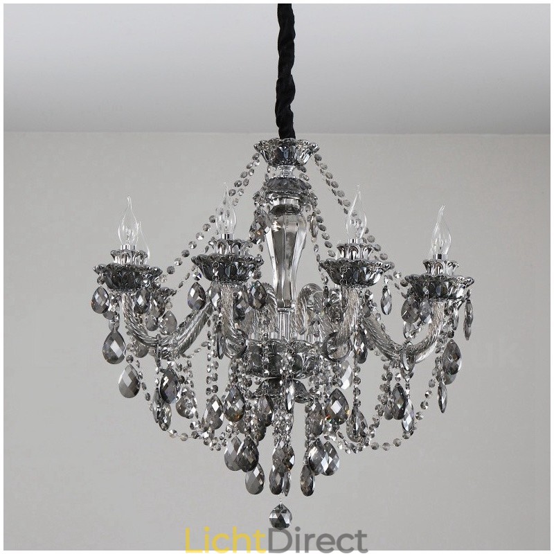 8 lampen retro grijze kleur K9 kristal kaars grote kroonluchter