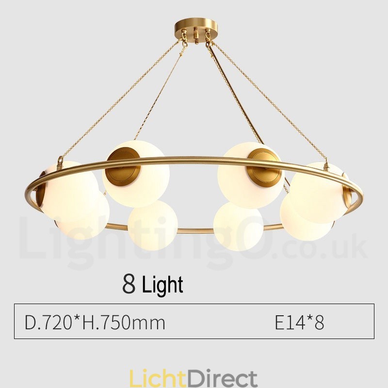 Rustieke Lodge Ronde Kroonluchter in Pure Brass Bean Stijl met Witte Kapjes