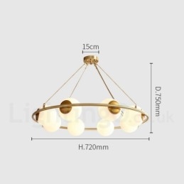 Rustieke Lodge Ronde Kroonluchter in Pure Brass Bean Stijl met Witte Kapjes