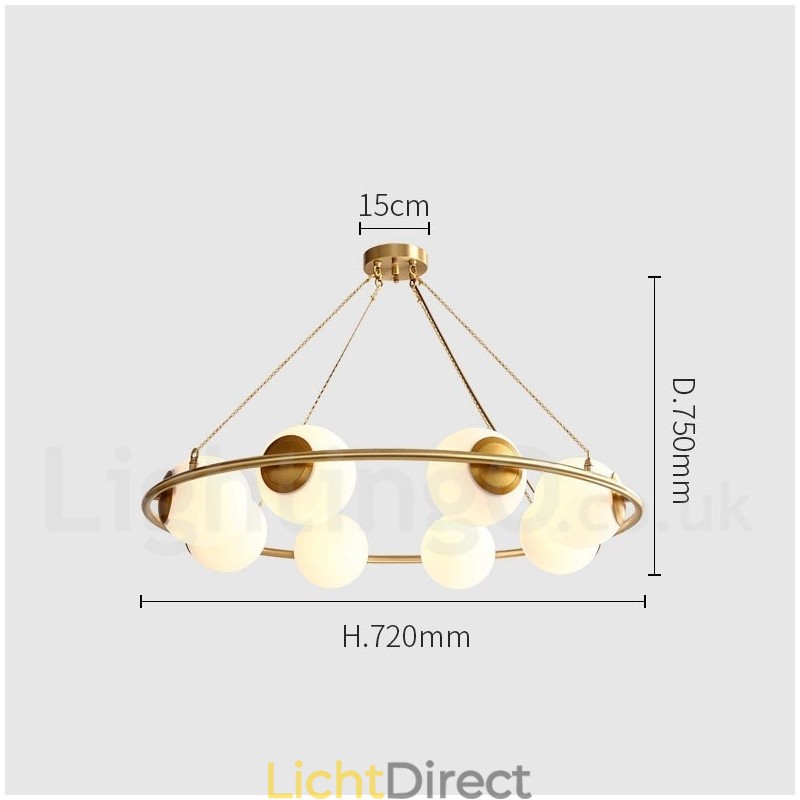 Rustieke Lodge Ronde Kroonluchter in Pure Brass Bean Stijl met Witte Kapjes