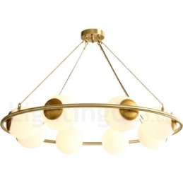 Rustieke Lodge Ronde Kroonluchter in Pure Brass Bean Stijl met Witte Kapjes