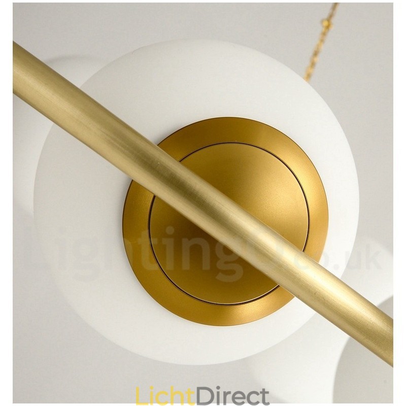 Rustieke Lodge Ronde Kroonluchter in Pure Brass Bean Stijl met Witte Kapjes