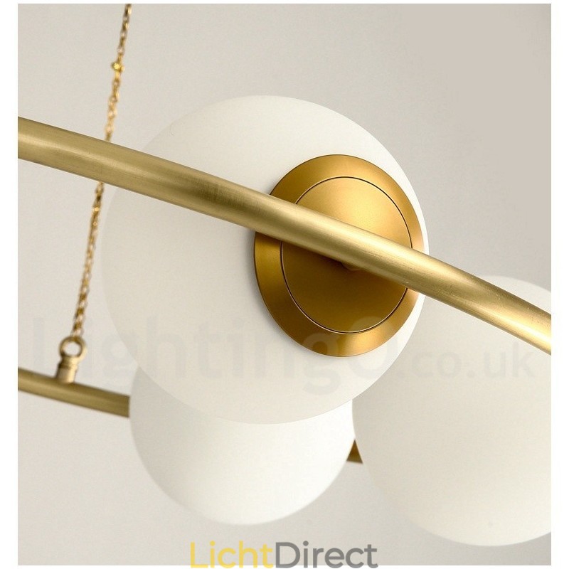 Rustieke Lodge Ronde Kroonluchter in Pure Brass Bean Stijl met Witte Kapjes