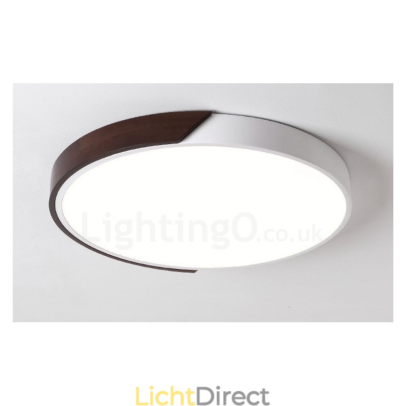 Retro Walnoot Kleur Hout Ultra Dunne Ronde Dimbare Plafondlampen met Acryl Kap Kan Ook Als Wandlamp Worden Gebruikt