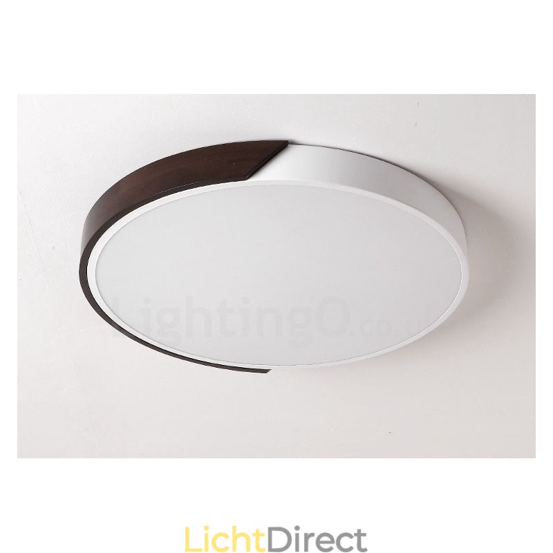 Retro Walnoot Kleur Hout Ultra Dunne Ronde Dimbare Plafondlampen met Acryl Kap Kan Ook Als Wandlamp Worden Gebruikt