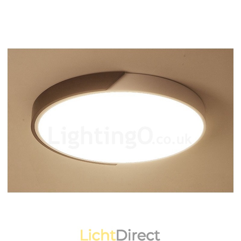 Retro Walnoot Kleur Hout Ultra Dunne Ronde Dimbare Plafondlampen met Acryl Kap Kan Ook Als Wandlamp Worden Gebruikt
