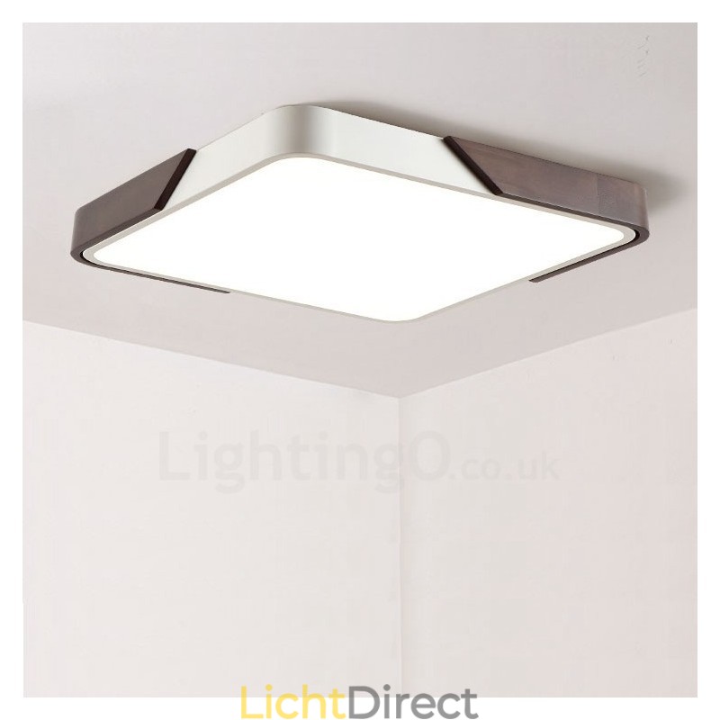 Retro Walnoot Kleur Hout Ultra Dunne Vierkante Dimbare Plafondlampen met Acryl Kap Kan Ook Als Wandlamp Worden Gebruikt