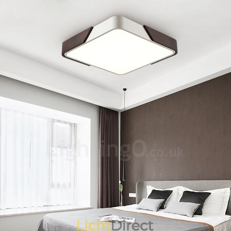 Retro Walnoot Kleur Hout Ultra Dunne Vierkante Dimbare Plafondlampen met Acryl Kap Kan Ook Als Wandlamp Worden Gebruikt