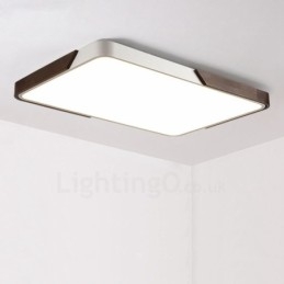 Retro Walnoot Kleur Hout Ultra Dunne Rechthoekige Dimbare Plafondlampen met Acryl Kap Kan Ook Als Wandlamp Worden Gebruikt