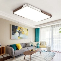 Retro Walnoot Kleur Hout Ultra Dunne Rechthoekige Dimbare Plafondlampen met Acryl Kap Kan Ook Als Wandlamp Worden Gebruikt