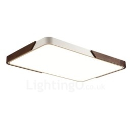 Retro Walnoot Kleur Hout Ultra Dunne Rechthoekige Dimbare Plafondlampen met Acryl Kap Kan Ook Als Wandlamp Worden Gebruikt